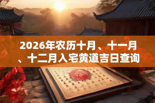 2026年农历十月、十一月、十二月入宅黄道吉日查询