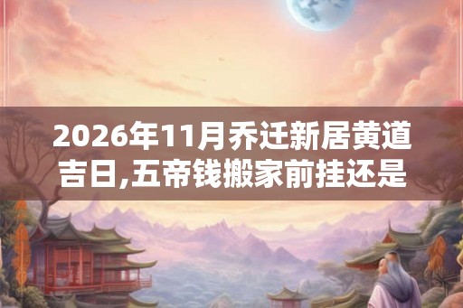 2026年11月乔迁新居黄道吉日,五帝钱搬家前挂还是搬家后挂 2026年11月乔迁新居黄道吉日,五帝钱搬家前挂还是搬家后挂