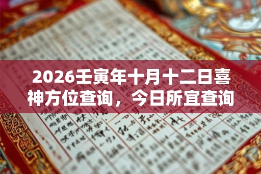 2026壬寅年十月十二日喜神方位查询，今日所宜查询