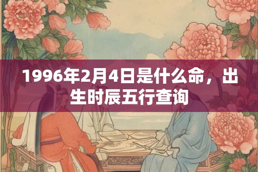 1996年2月4日是什么命,出生时辰五行查询 1996年2月4日是什么命,出生时辰五行查询