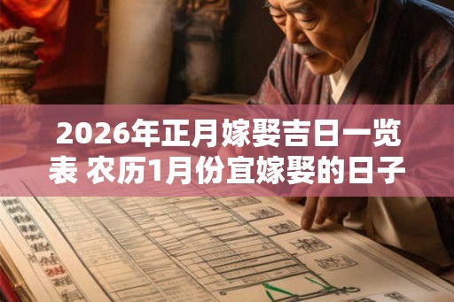 2026年正月嫁娶吉日一览表 农历1月份宜嫁娶的日子
