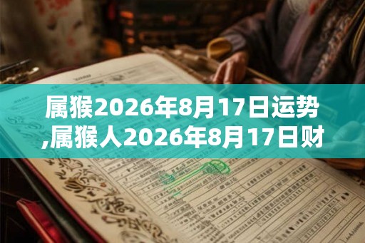 属猴2026年8月17日运势,属猴人2026年8月17日财运,生肖猴2026年8月17日运势