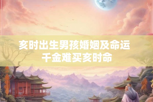 亥时出生男孩婚姻及命运  千金难买亥时命