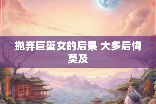 抛弃巨蟹女的后果 大多后悔莫及 抛弃巨蟹女的后果 大多后悔莫及