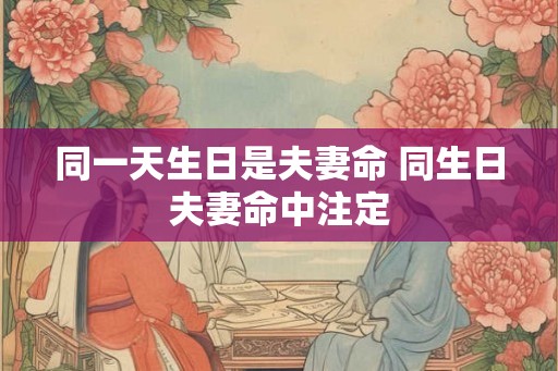 同一天生日是夫妻命 同生日夫妻命中注定