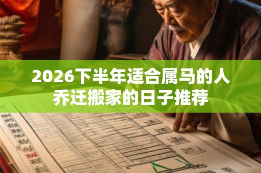 2026下半年适合属马的人乔迁搬家的日子推荐