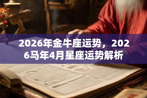 2026年金牛座运势，2026马年4月星座运势解析