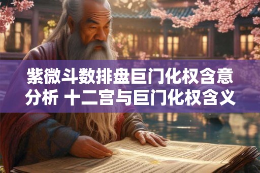 紫微斗数排盘巨门化权含意分析 十二宫与巨门化权含义分析
