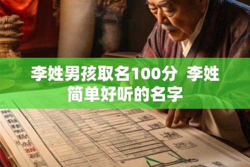 李姓男孩取名100分  李姓简单好听的名字