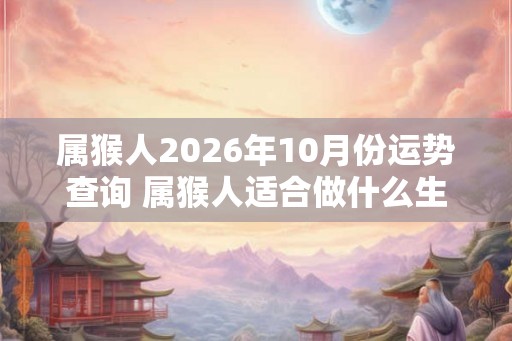 属猴人2026年10月份运势查询 属猴人适合做什么生意 属猴人2026年10月份运势查询 属猴人适合做什么生意