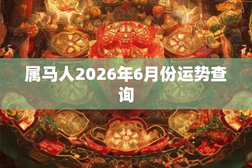 属马人2026年6月份运势查询