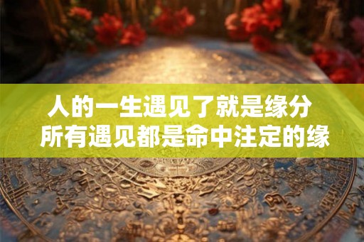人的一生遇见了就是缘分  所有遇见都是命中注定的缘分