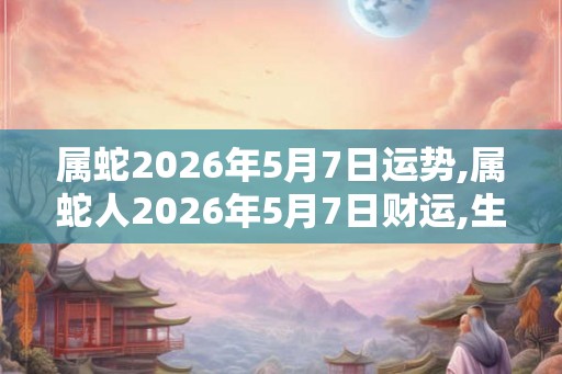 属蛇2026年5月7日运势,属蛇人2026年5月7日财运,生肖蛇2026年5月7日运势