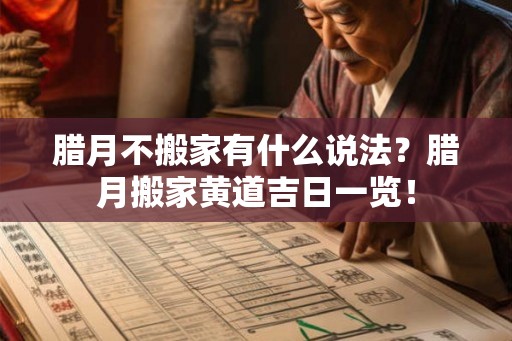 腊月不搬家有什么说法？腊月搬家黄道吉日一览！