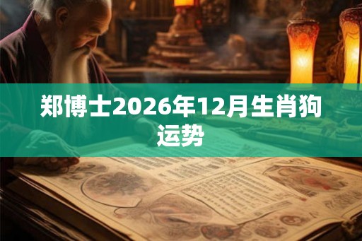 郑博士2026年12月生肖狗运势
