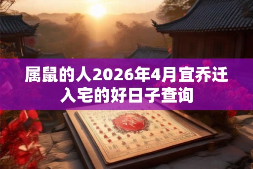 属鼠的人2026年4月宜乔迁入宅的好日子查询