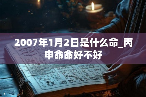 2007年1月2日是什么命_丙申命命好不好