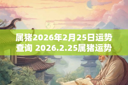 属猪2026年2月25日运势查询 2026.2.25属猪运势分析