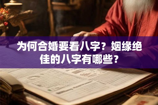 为何合婚要看八字？姻缘绝佳的八字有哪些？