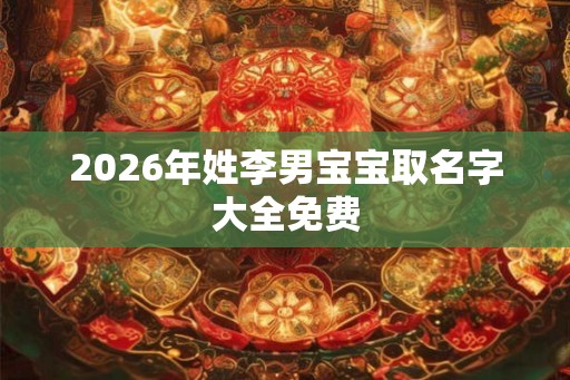 2026年姓李男宝宝取名字大全免费