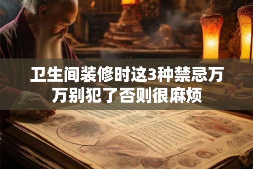 卫生间装修时这3种禁忌万万别犯了否则很麻烦