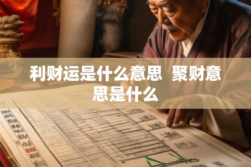 利财运是什么意思  聚财意思是什么