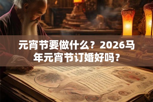 元宵节要做什么？2026马年元宵节订婚好吗？