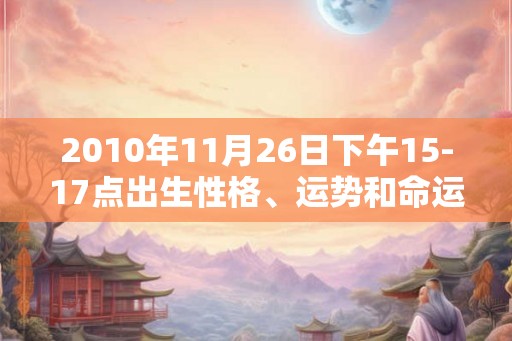 2010年11月26日下午15-17点出生性格、运势和命运 2010年11月26日下午15-17点出生性格、运势和命运