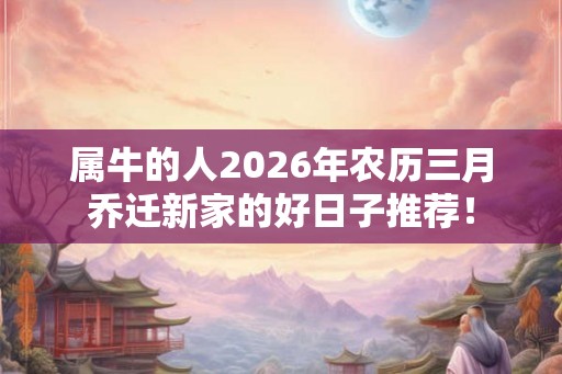 属牛的人2026年农历三月乔迁新家的好日子推荐！
