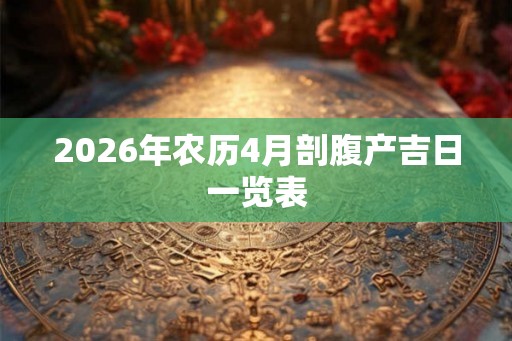 2026年农历4月剖腹产吉日一览表