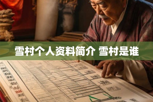 雪村个人资料简介 雪村是谁
