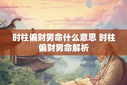 时柱偏财男命什么意思 时柱偏财男命解析