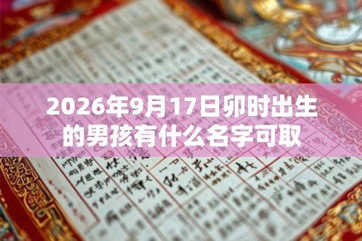 2026年9月17日卯时出生的男孩有什么名字可取