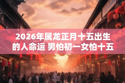 2026年属龙正月十五出生的人命运 男怕初一女怕十五的意思