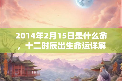 2014年2月15日是什么命，十二时辰出生命运详解