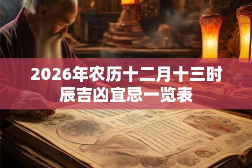 2026年农历十二月十三时辰吉凶宜忌一览表