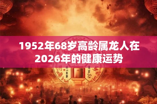 1952年68岁高龄属龙人在2026年的健康运势