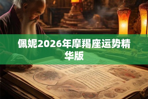 佩妮2026年摩羯座运势精华版