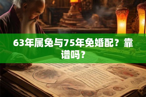 63年属兔与75年免婚配？靠谱吗？