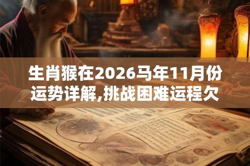 生肖猴在2026马年11月份运势详解,挑战困难运程欠佳