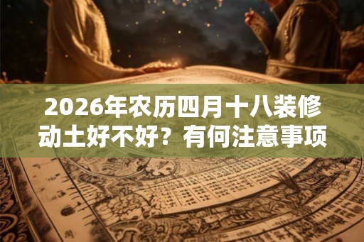 2026年农历四月十八装修动土好不好？有何注意事项吗？