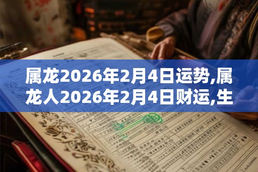 属龙2026年2月4日运势,属龙人2026年2月4日财运,生肖龙2026年2月4日运势