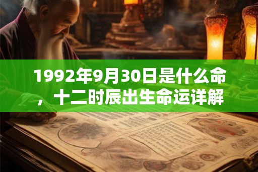 1992年9月30日是什么命，十二时辰出生命运详解
