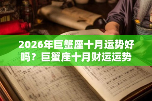 2026年巨蟹座十月运势好吗？巨蟹座十月财运运势