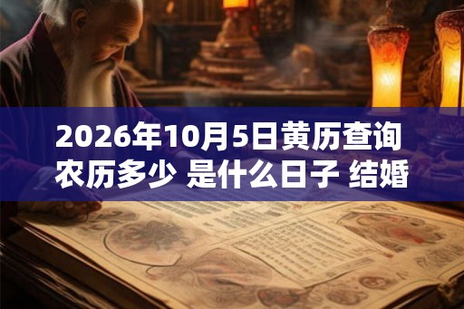2026年10月5日黄历查询 农历多少 是什么日子 结婚吉时