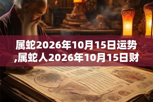 属蛇2026年10月15日运势,属蛇人2026年10月15日财运,生肖蛇2026年10月15日运势