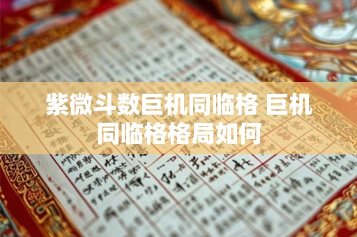 紫微斗数巨机同临格 巨机同临格格局如何