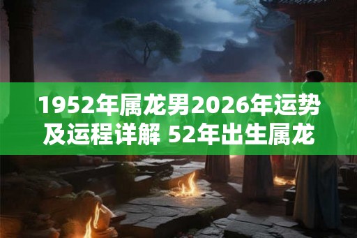 1952年属龙男2026年运势及运程详解 52年出生属龙人2026全年每月运势男性