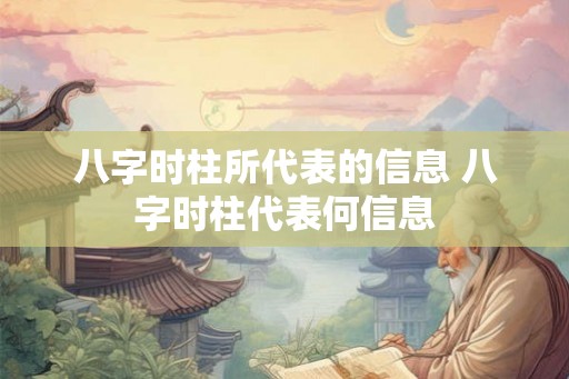 八字时柱所代表的信息 八字时柱代表何信息