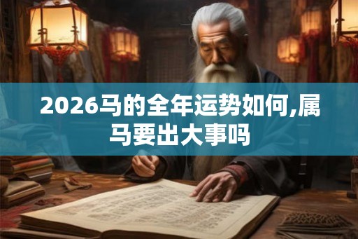2026马的全年运势如何,属马要出大事吗